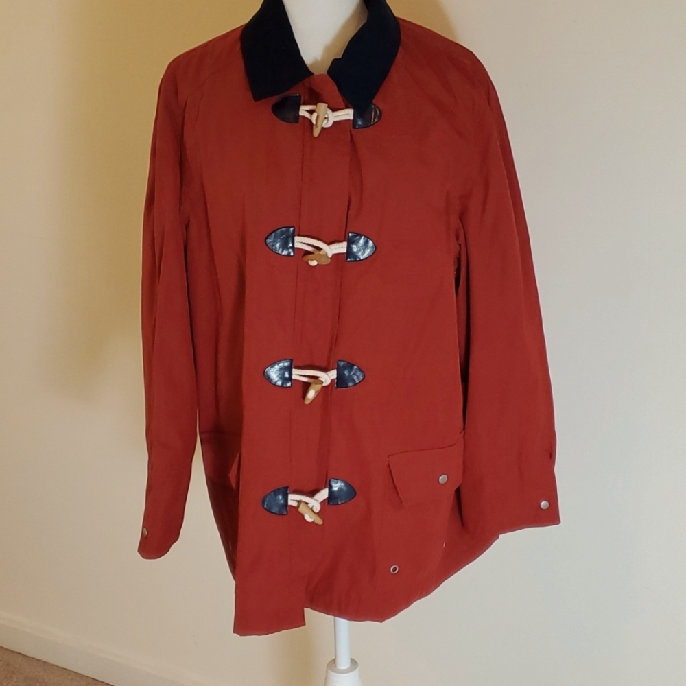 Alfred Dunner red and blue trench jacket